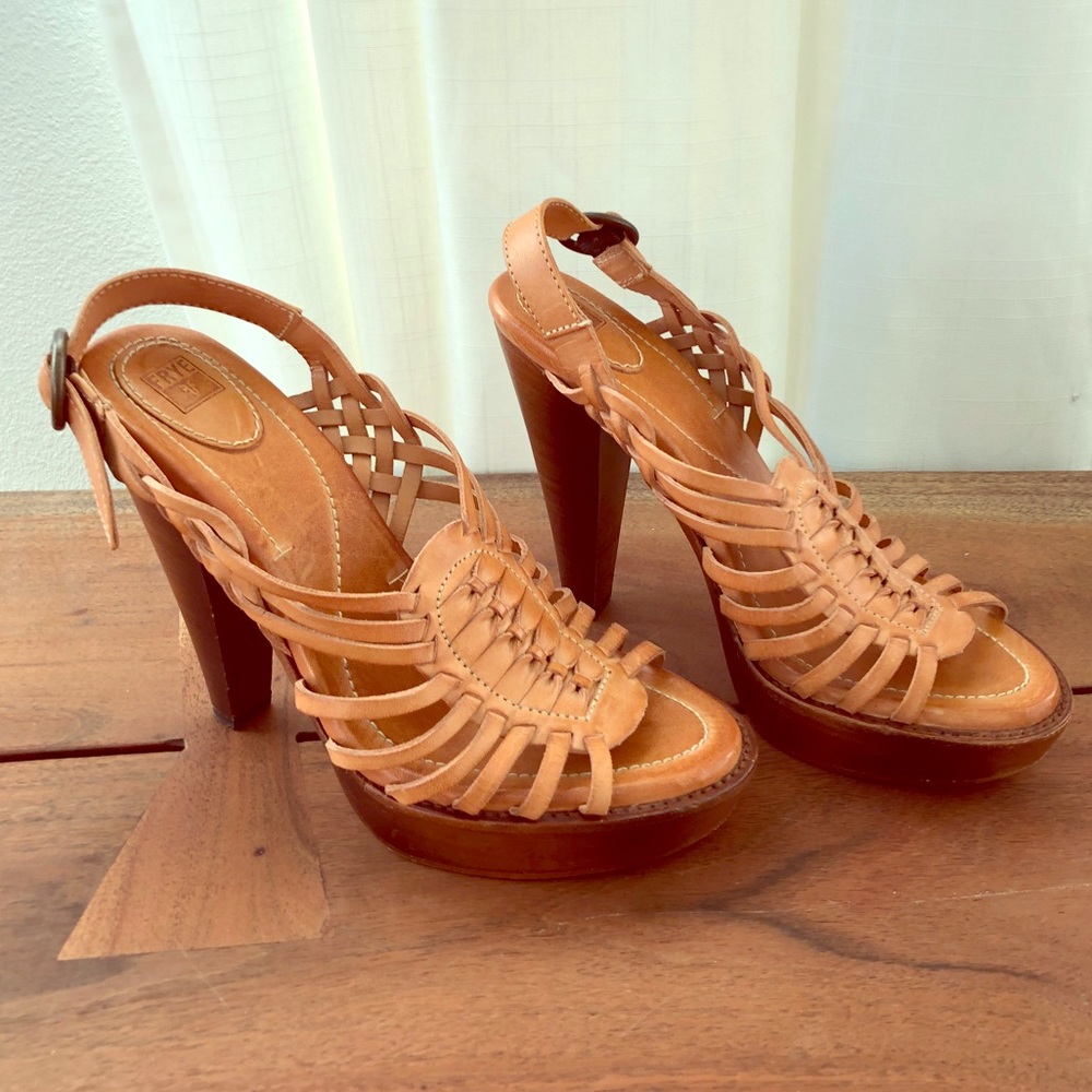 Frye Huarache style heel platforms
